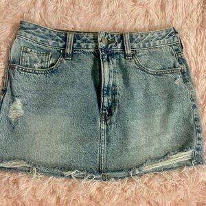 PacSun Medium Indigo Low Rise Ripped Denim Jean Mini Skirt size 26